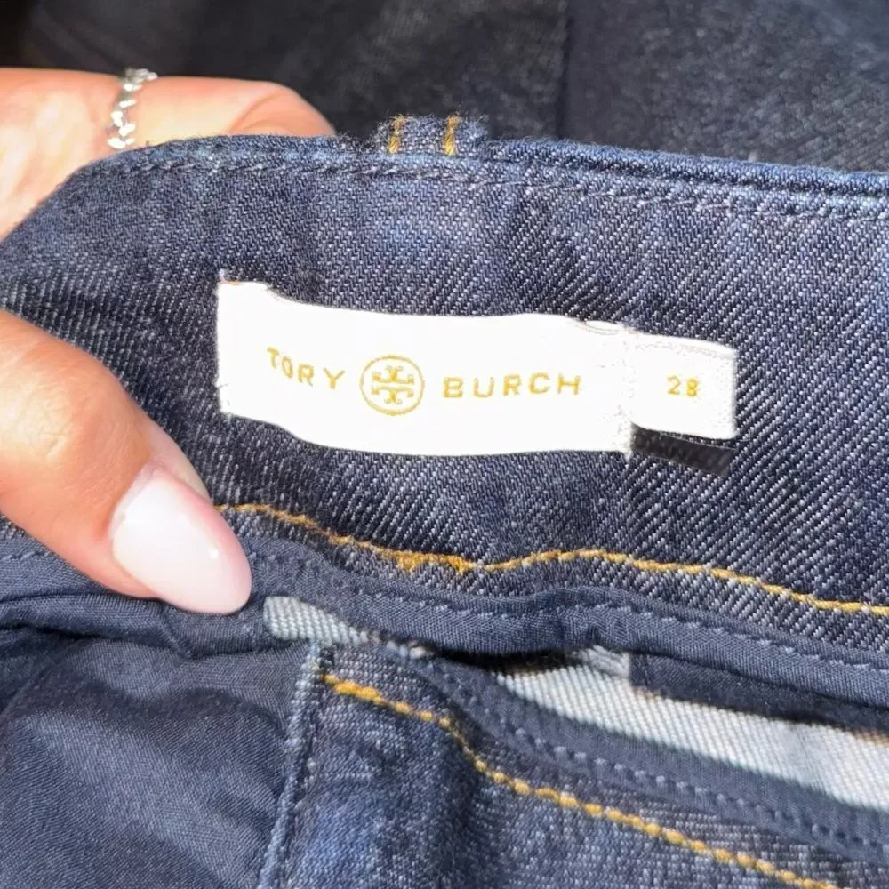 Tory Burch Cropped Flare Jeans in Resin Rinse Size 28 - Picture 4 of 7